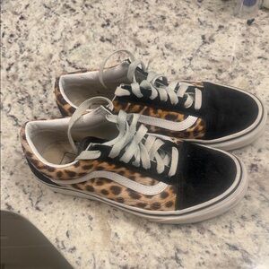 Vans Black and Leopard Print Sneakers